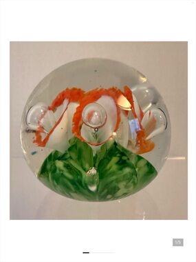 Vintage St. Clair Orange Trumpet Hand Blown  Paperweight